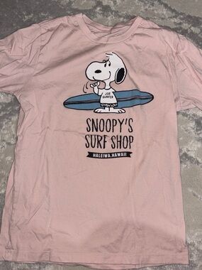 Snoopy's Surf Shop Pink Graphic Tee